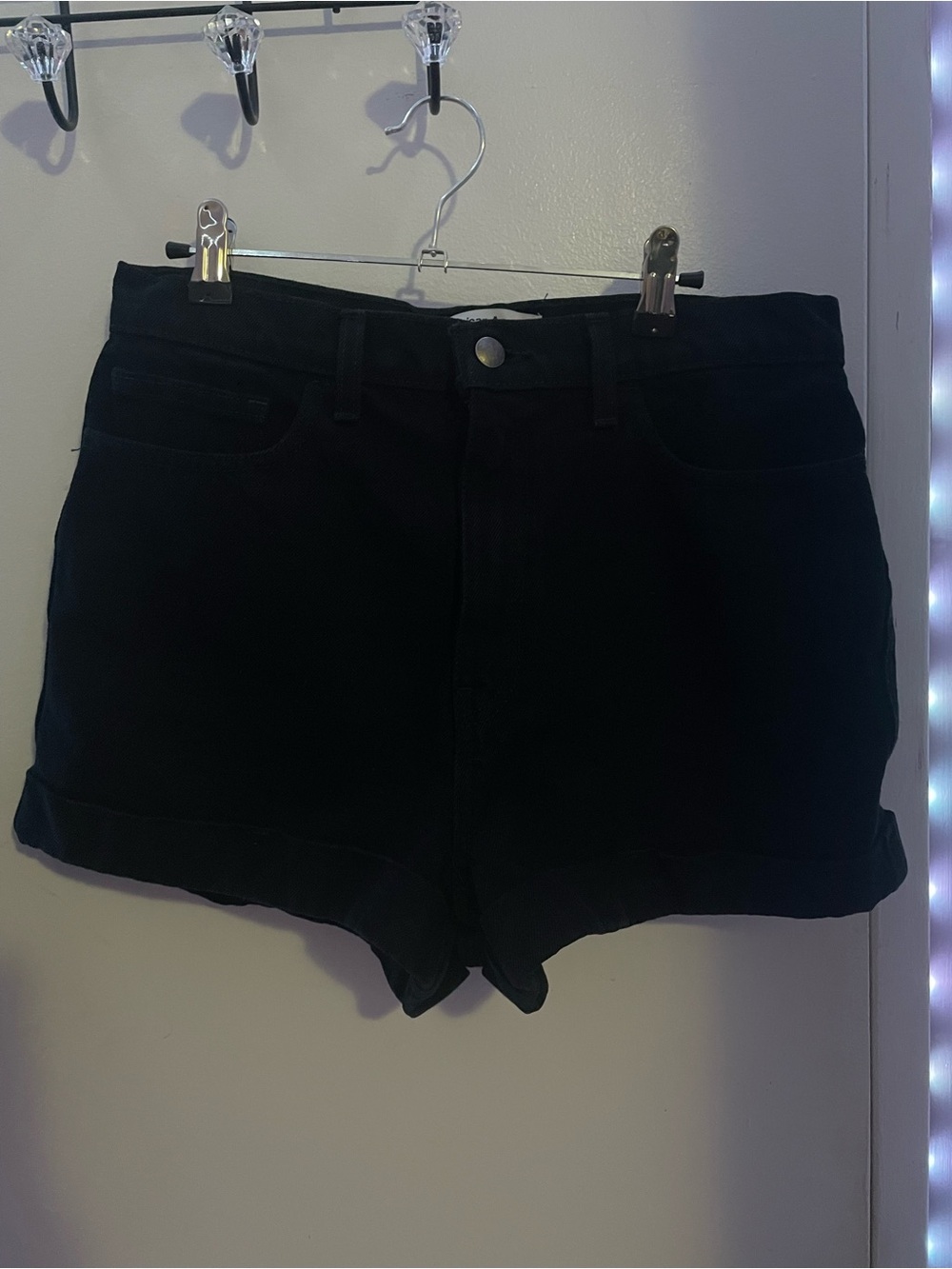American Apparel Black High Waisted Denim Shorts